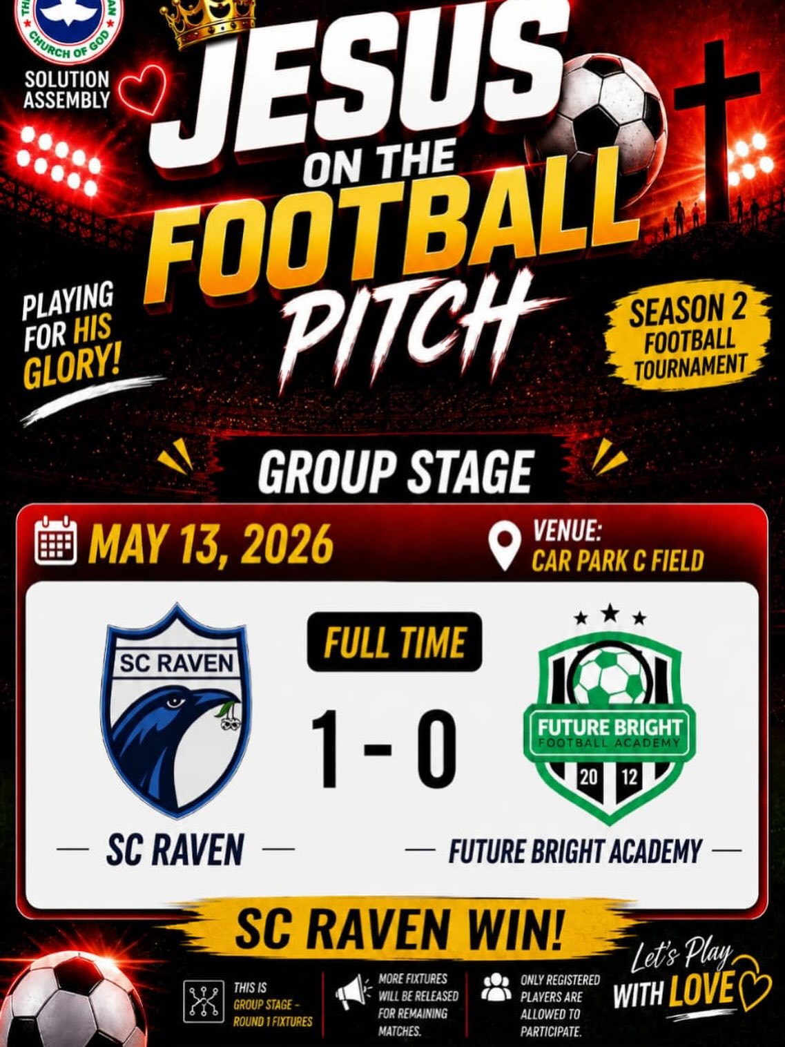 Big win for the Ravens 🦅
SC Raven edges past Future Bright with a hard fought
 1-0 victory 🔥
A disciplined performance and another important step forward for the team

#SCRaven 
#RavenWin 
#MatchDayVictory
